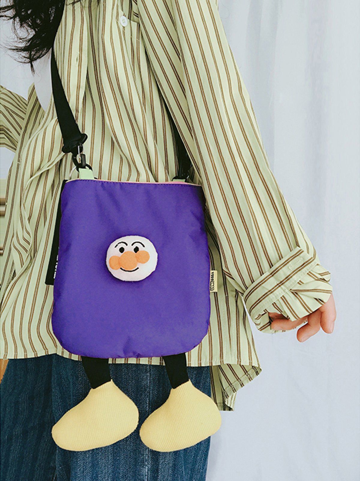Cartoon Doll Crossbody Bag - Youthful & Quirky Streetwear Charm