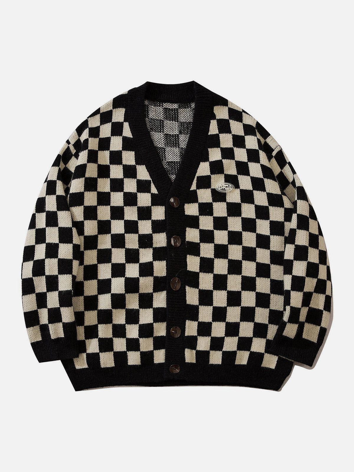 Checkerboard Cardigan Youthful & Chic Streetwear Staple