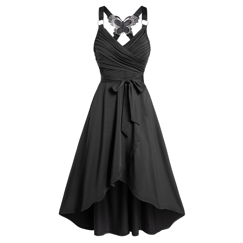Chic Belted Bowknot Lace A-Line Midi Dress for Wedding Party