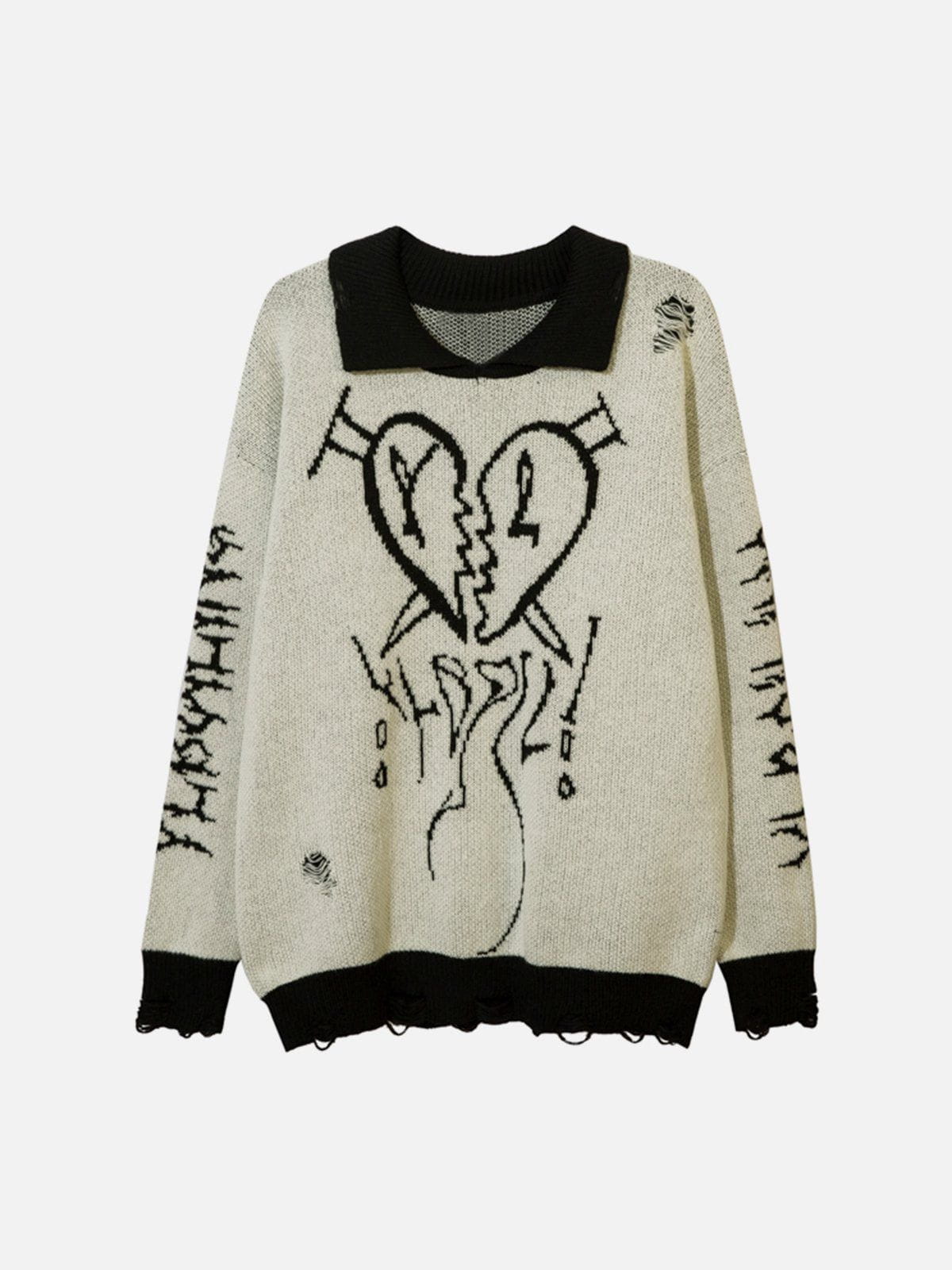 Chic Embroidered Polo Sweater Love-Inspired Design
