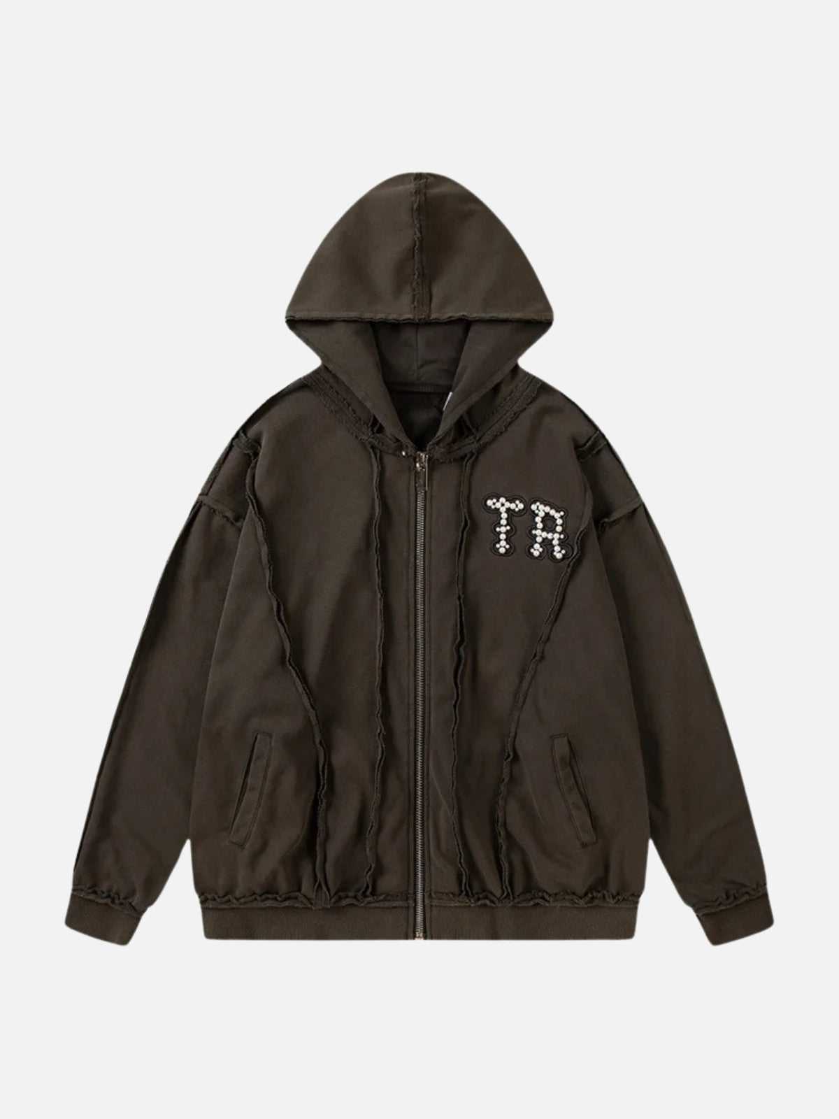 Chic Pearl Decor Hoodie - Youthful & Luxe Streetwear