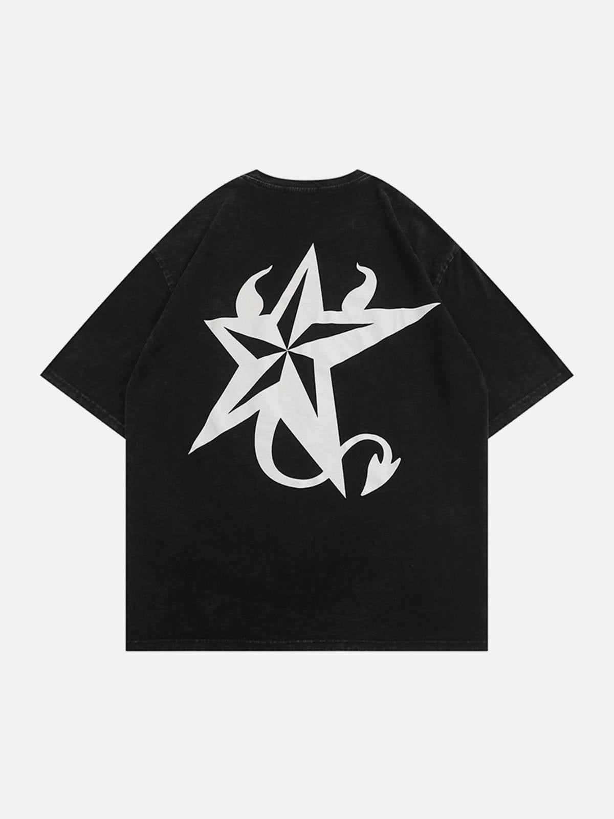 Demon Star Print T-Shirt: Youthful & Bold Streetwear Icon