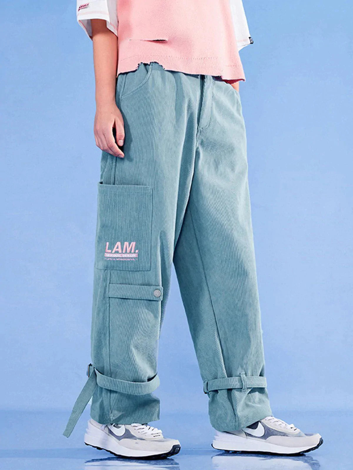 Dimensional Print Leg Strap Pants - Edgy & Youthful Streetwear