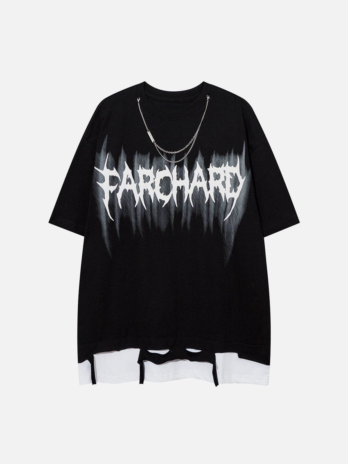 Dual-Layer Tee with Faux Holes - Urban & Trendy Style