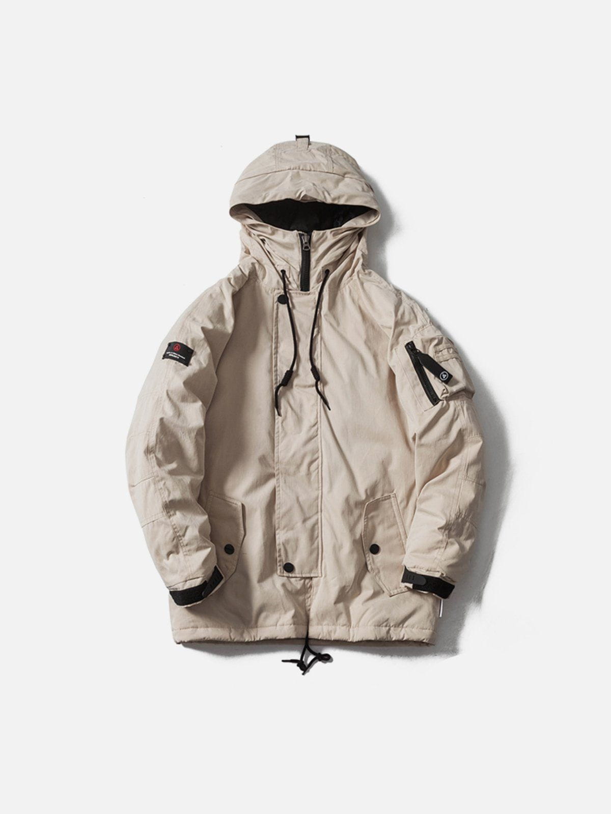 Dynamic Patchwork Drawstring Coat Winter Streetwear Icon