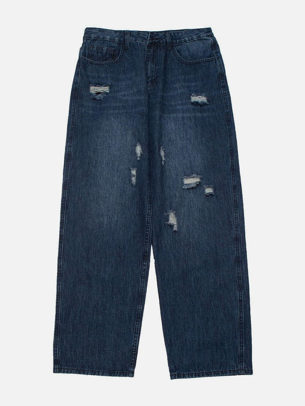 Edgy Hole Letter Jeans for a Bold Streetwear Statement