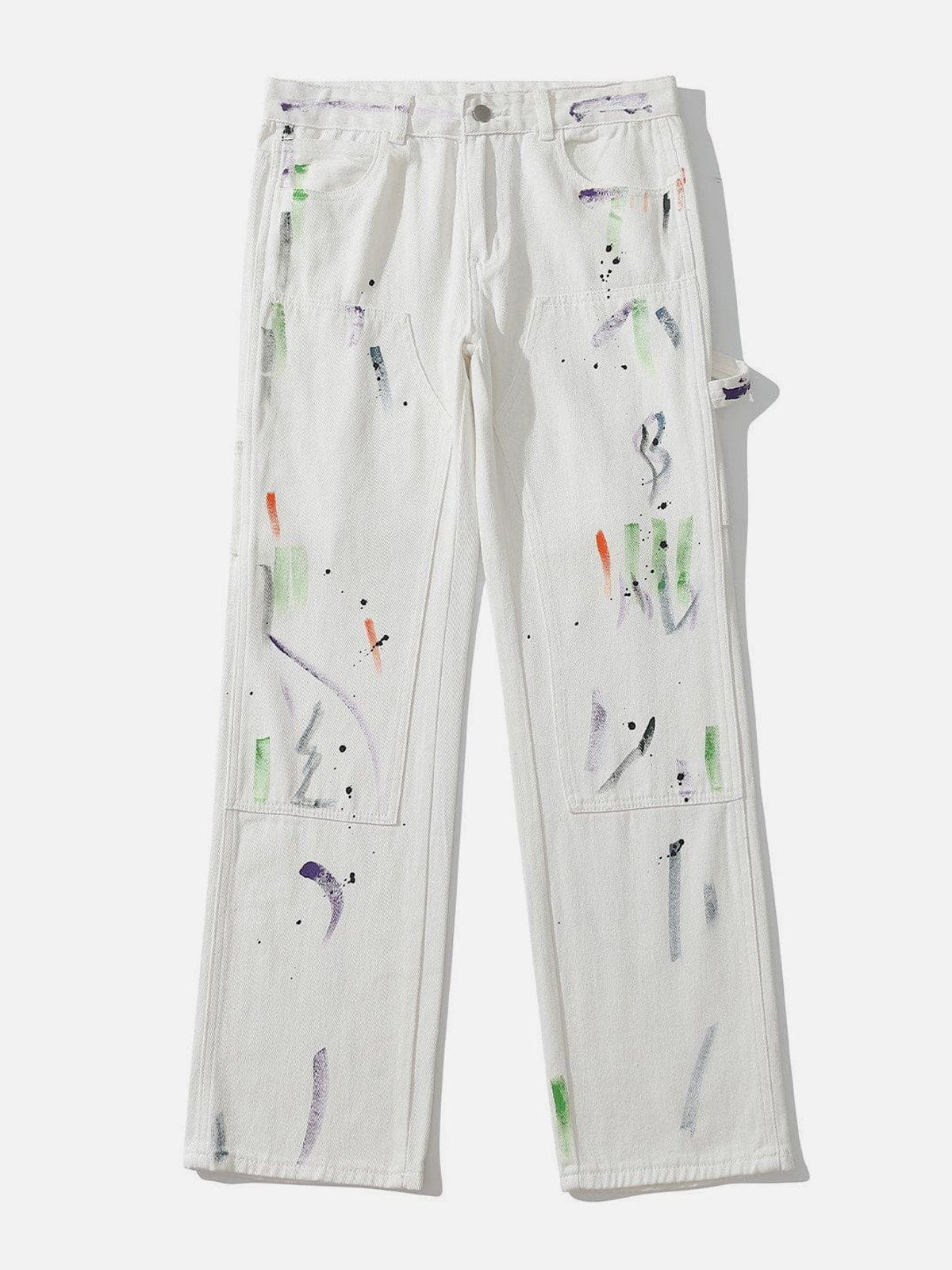 Edgy Splash Ink Graffiti Jeans Urban Streetwear Icon