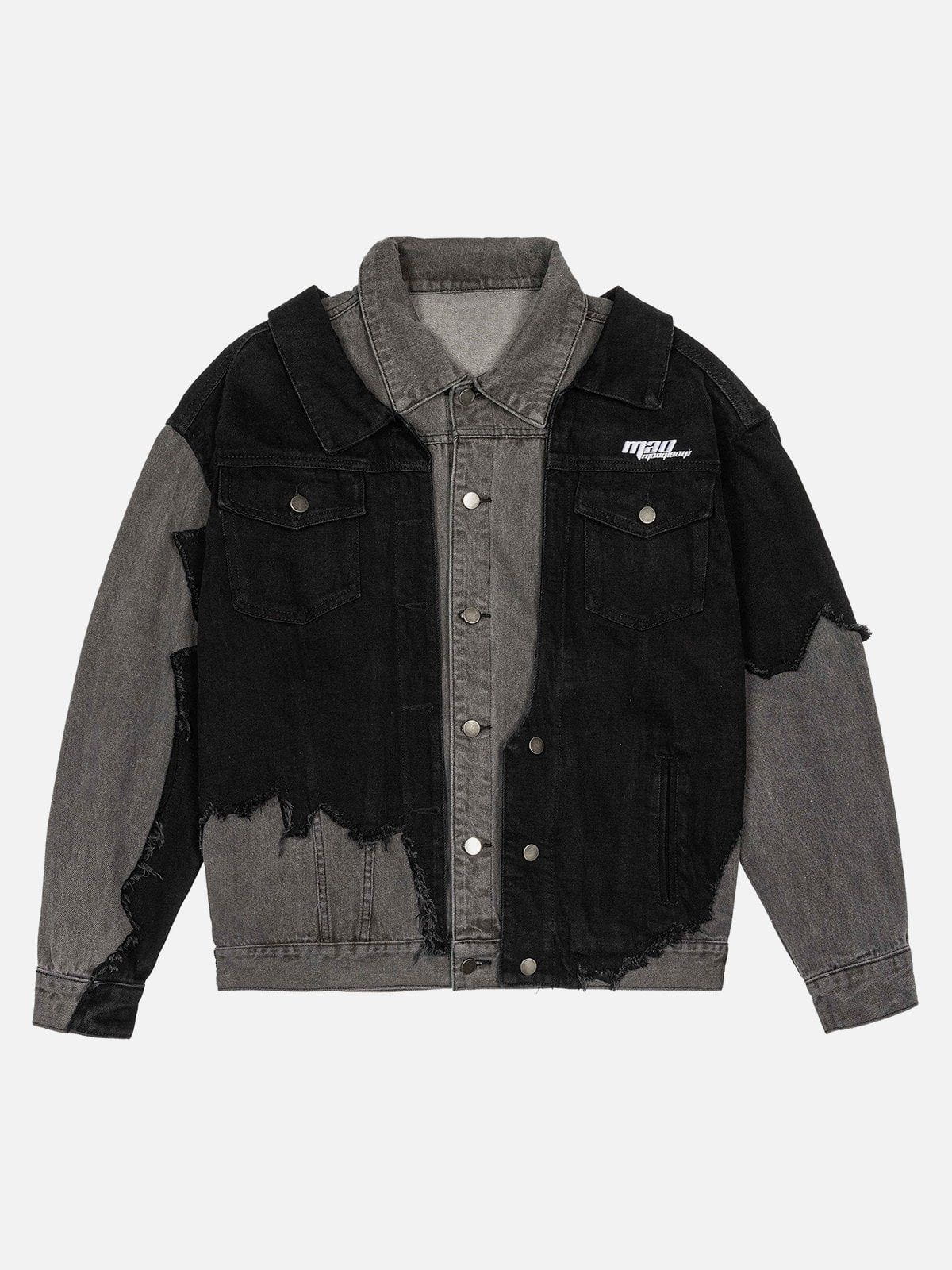 Embroidered Letter Denim Jacket Iconic Panel Design