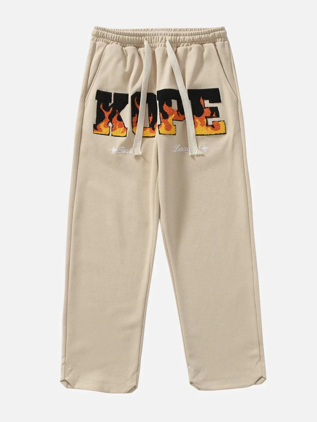 Flocked Flaming Letters Sweatpants Dynamic Urban Appeal