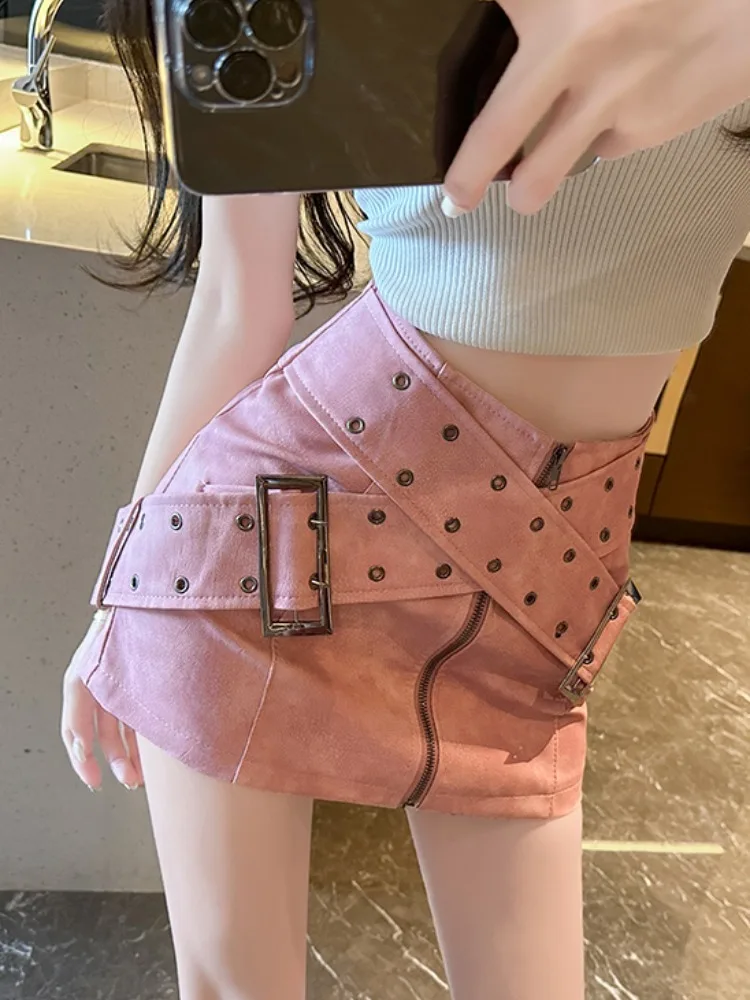 High Waist Zipper A-line Skirt | Solid Color Loose Fit Streetwear | Spring Autumn Fashion for Women