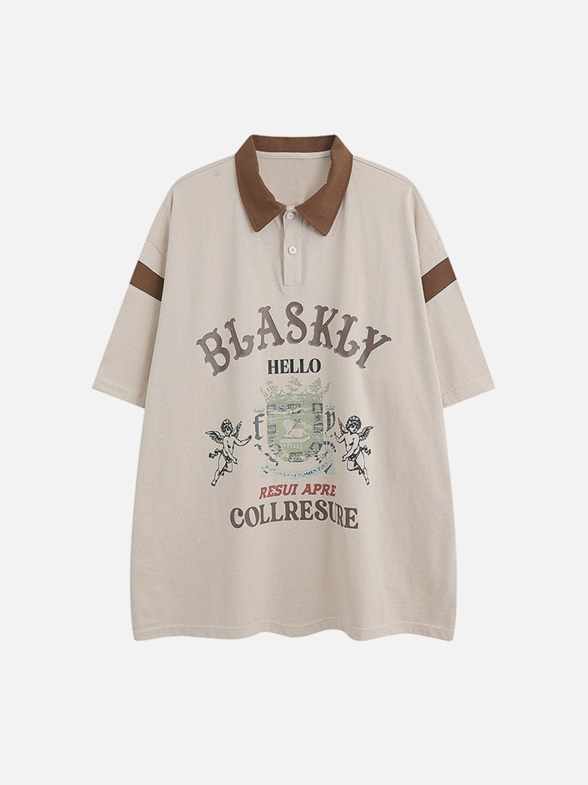 Retro Clashing Colors Polo Tee Vintage & Youthful Style