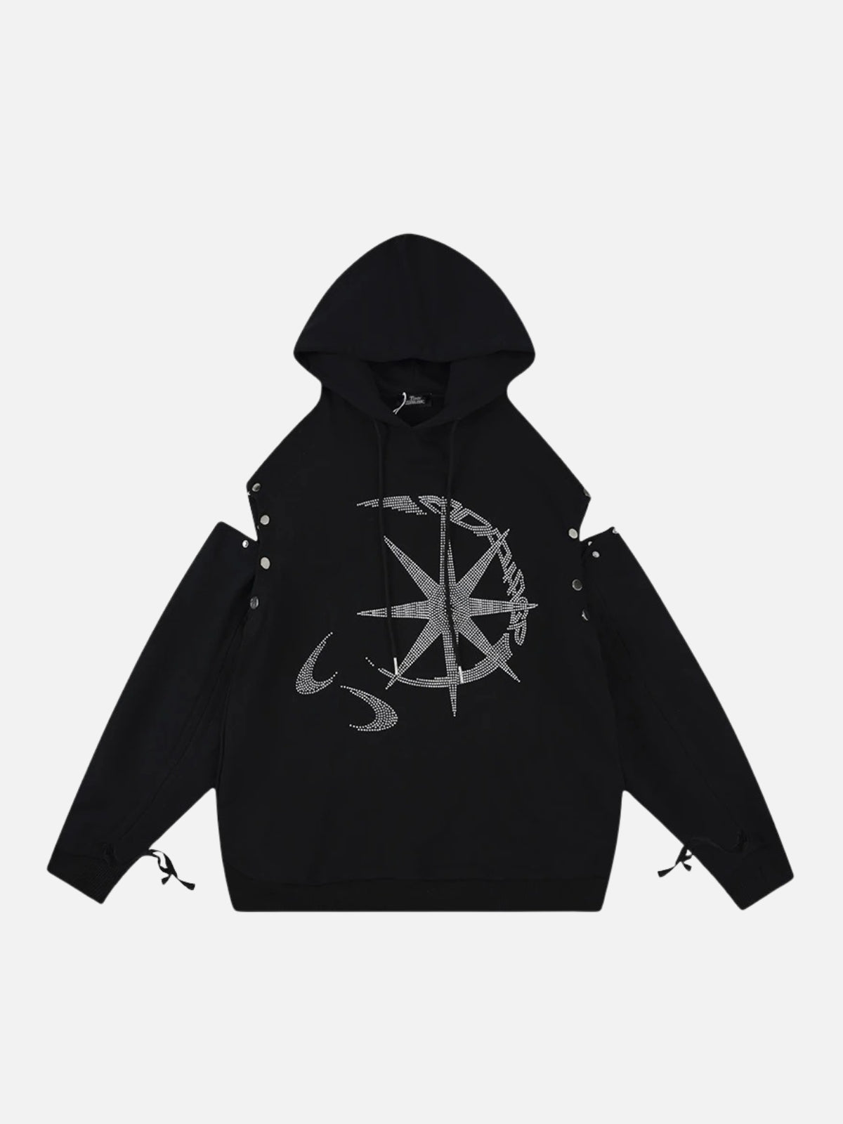 Rhinestone Graphic Hoodie Oversized & Youthful Style