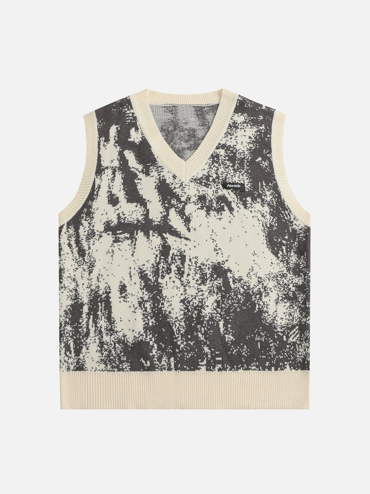Tie-Dye Jacquard Vest Sweater Youthful & Eclectic Style