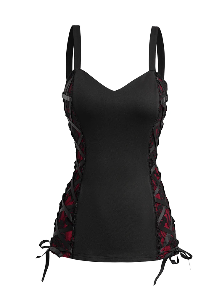 Vintage Drawstring Corset Colorblock Cami Top - Sexy Summer Vest