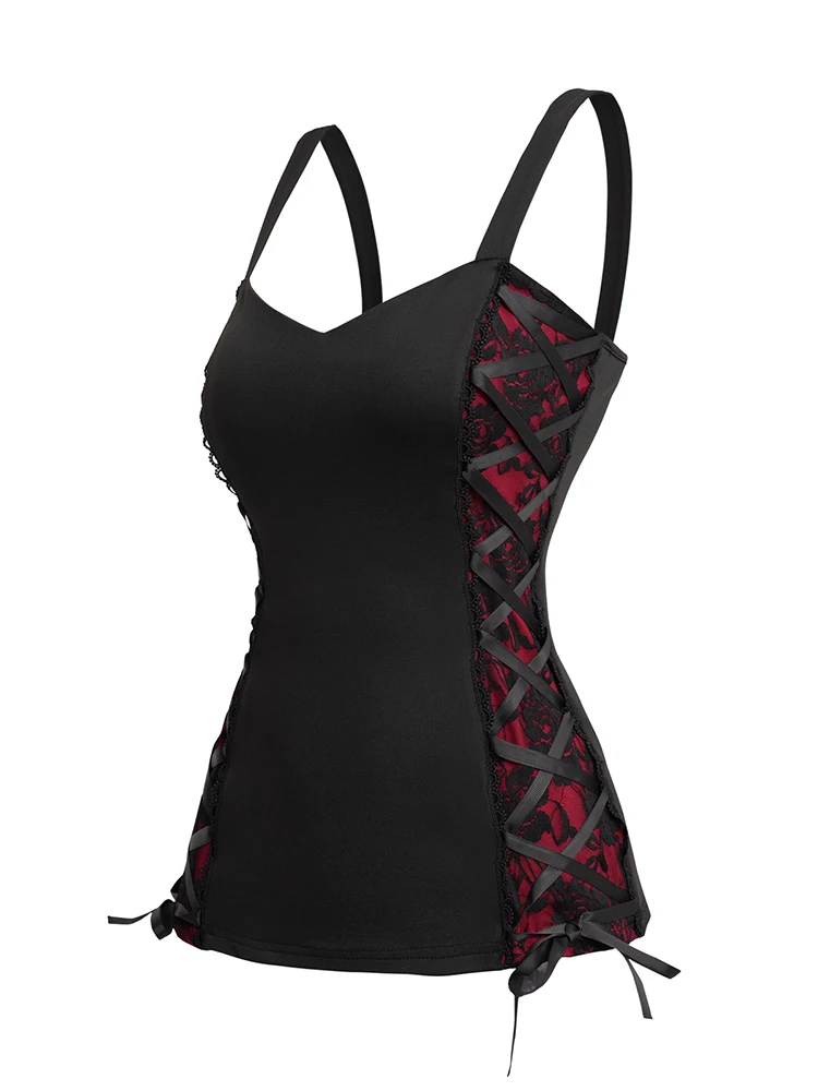 Vintage Drawstring Corset Colorblock Cami Top - Sexy Summer Vest
