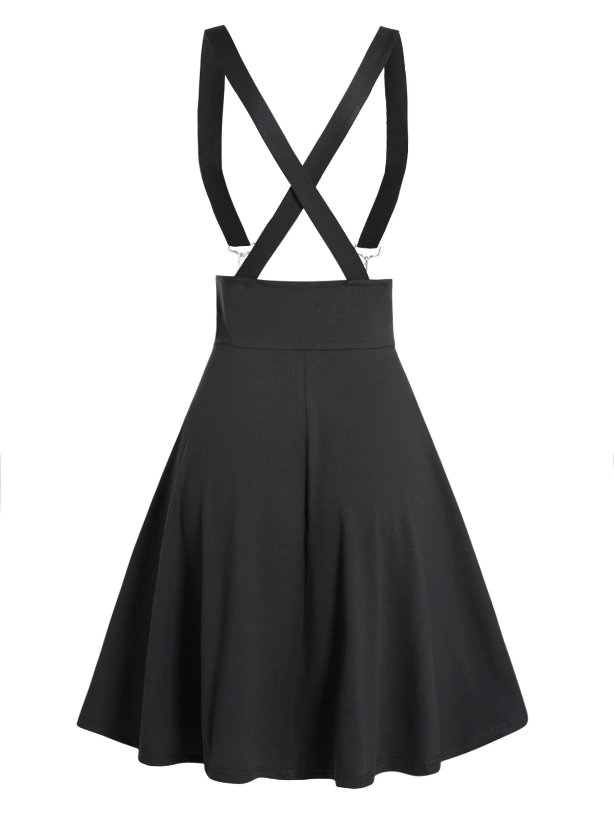 Vintage Gothic Punk Lolita Suspender Skirt High Waist Midi - Plain Color Zipper Fly Student Uniform