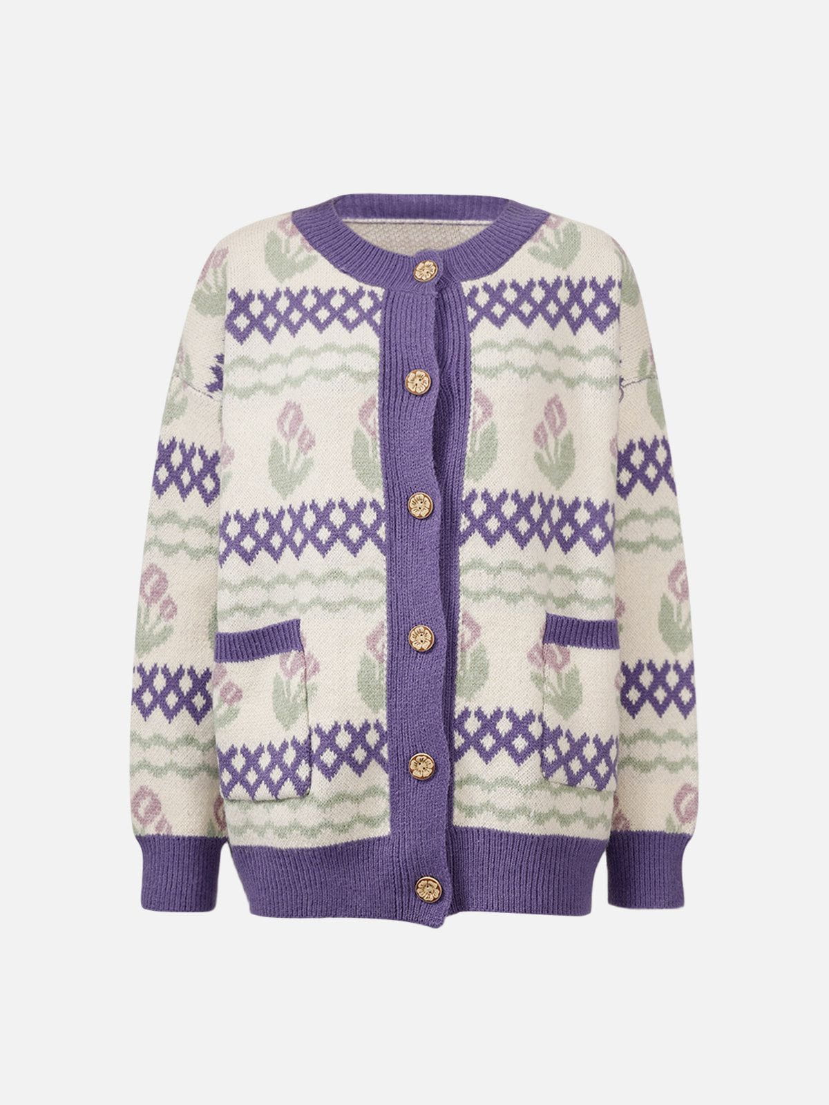 Vintage-Inspired Colorblock Cardigan - Chic & Timeless