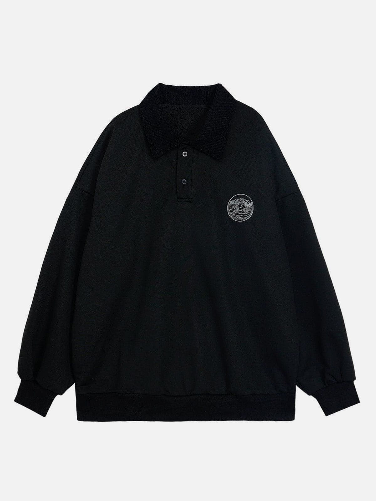 Vintage Mountain & Tree Embroidered Sweatshirt - Chic Design