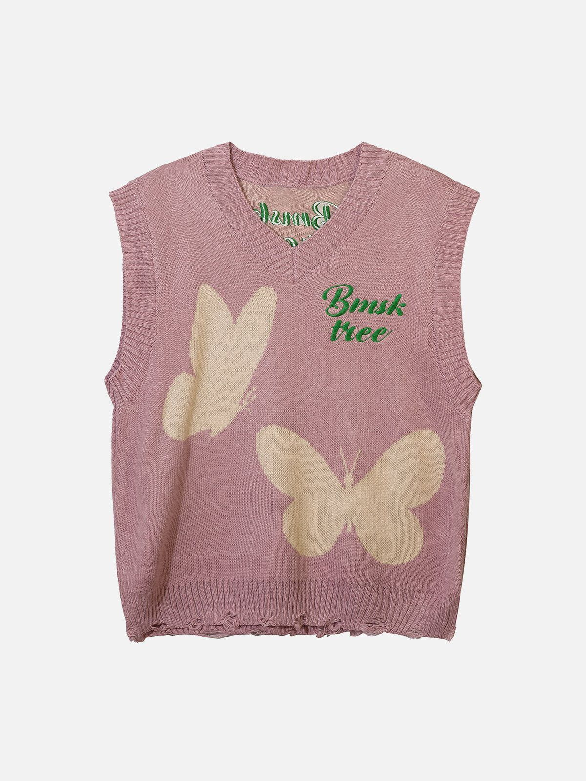 Youthful Butterfly Sweater Vest - Chic & Vibrant Style