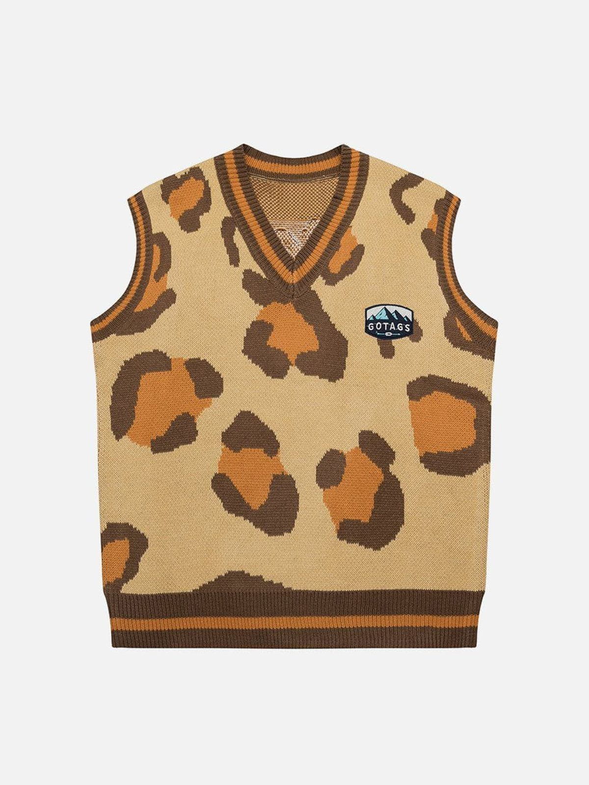 Youthful Leopard Sweater Vest - Chic & Bold Streetwear Choice