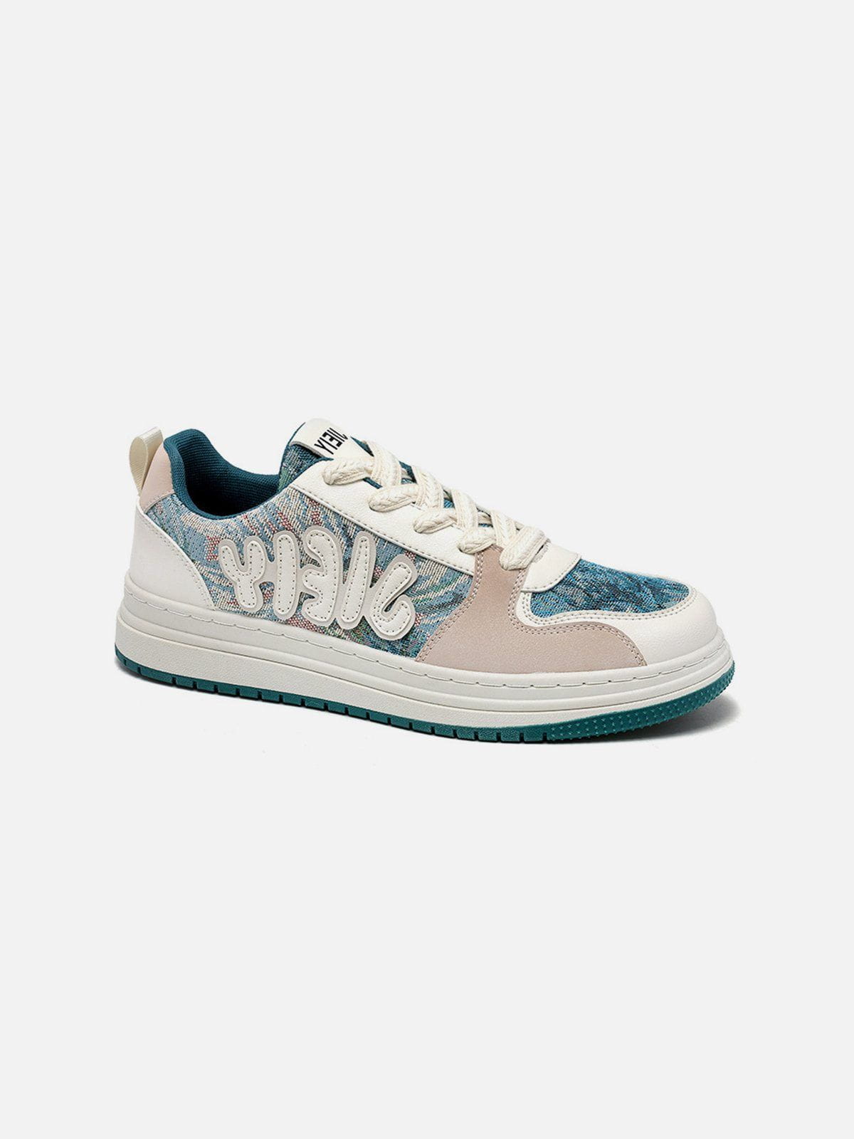 Youthful Letter Print Skate Shoes - Patchwork Design