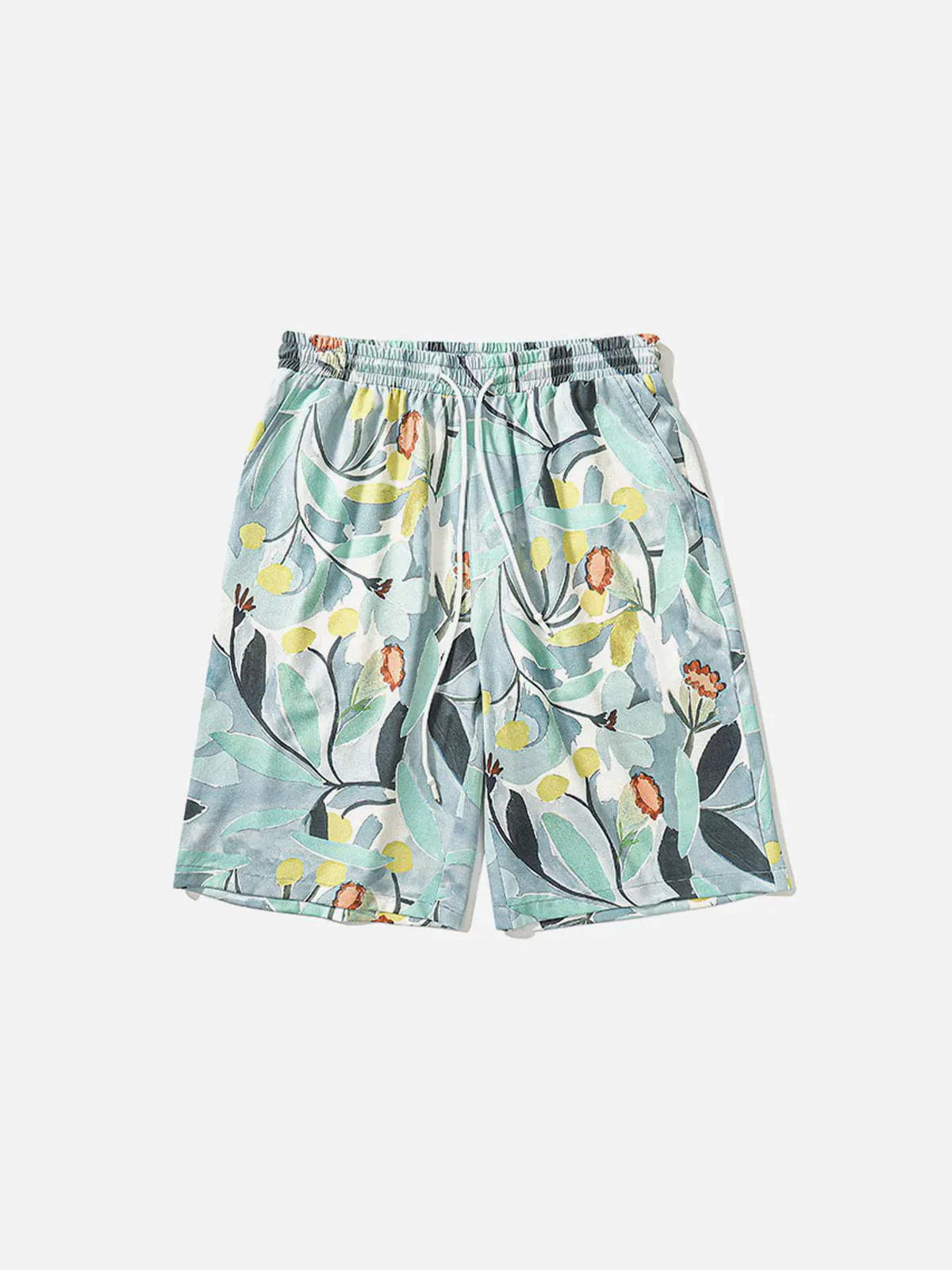 Youthful Lotus Print Beach Shorts - Vibrant Summer Style