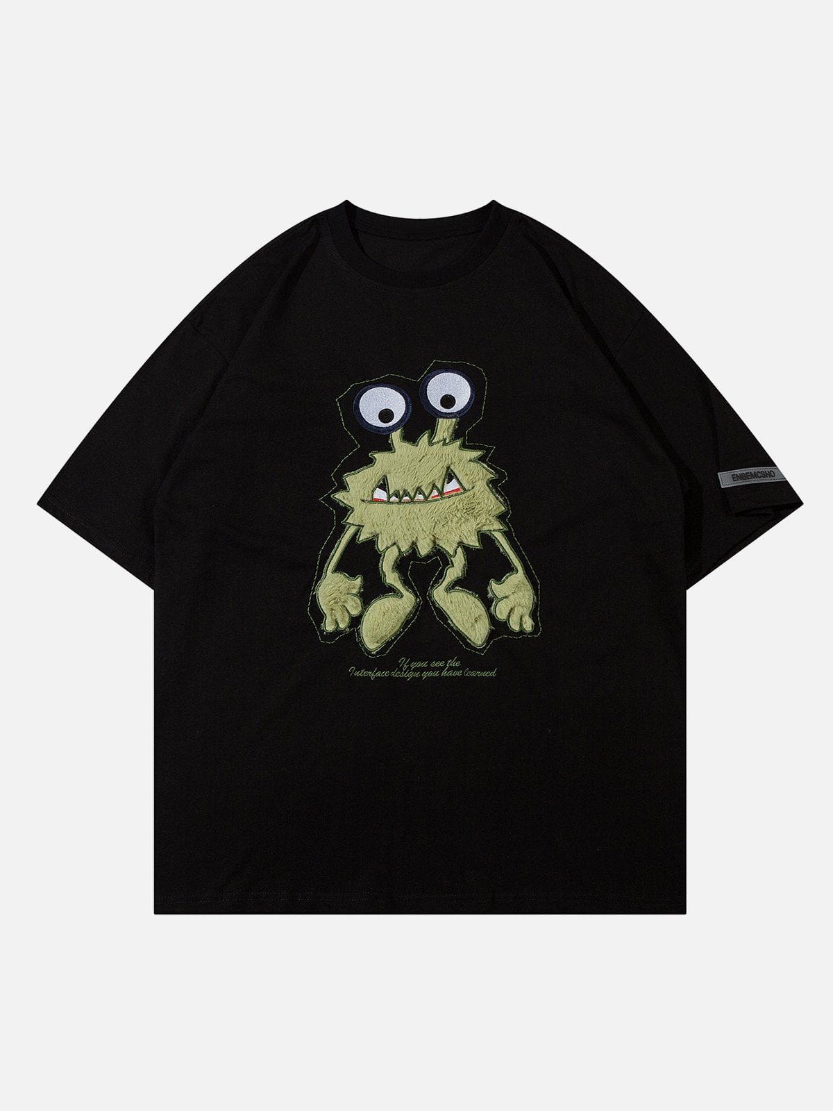 Youthful Monster Embroidery Tee Dynamic Streetwear Design