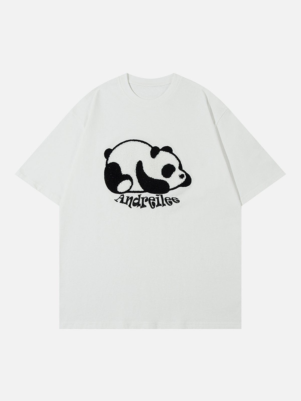 Youthful Panda Embroidery Tee Towel Texture & Quirky Charm