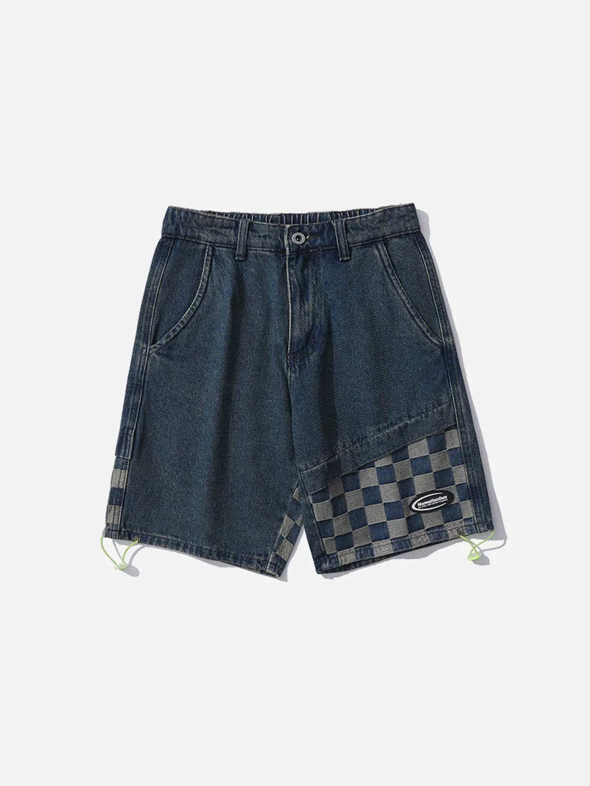 Youthful Plaid Denim Shorts Streetwear & Y2K Vibe