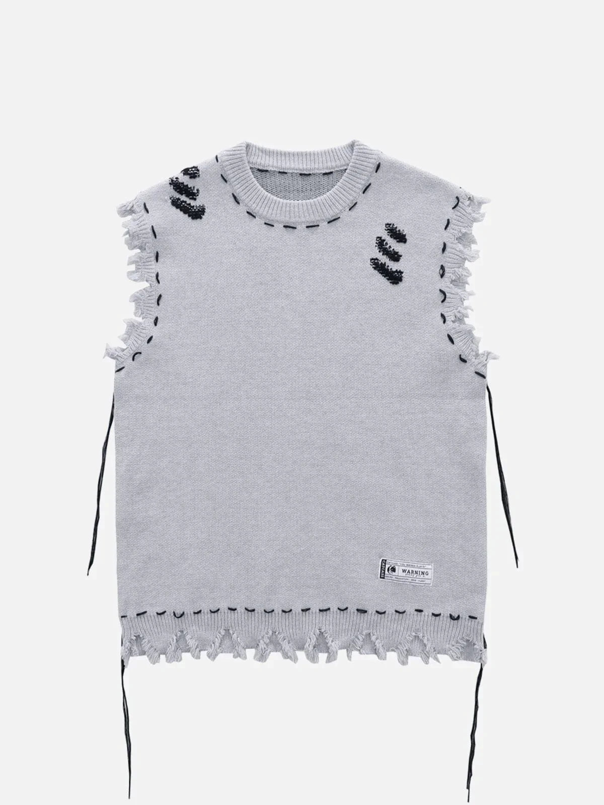 Youthful Raw Edge Sweater Vest with Bold Hole Detail