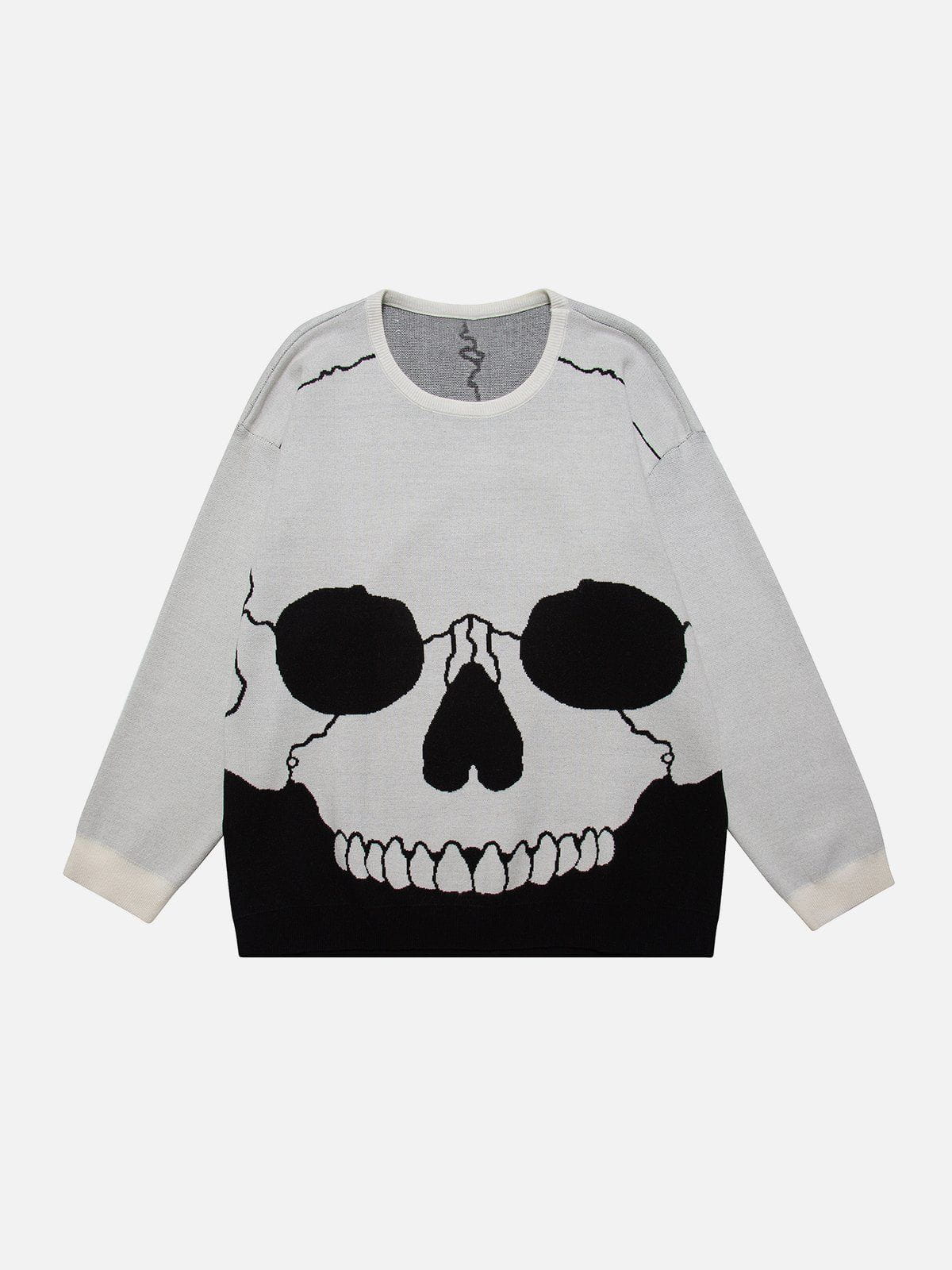 Youthful Skull Colorblock Sweater - Trendy & Bold Design