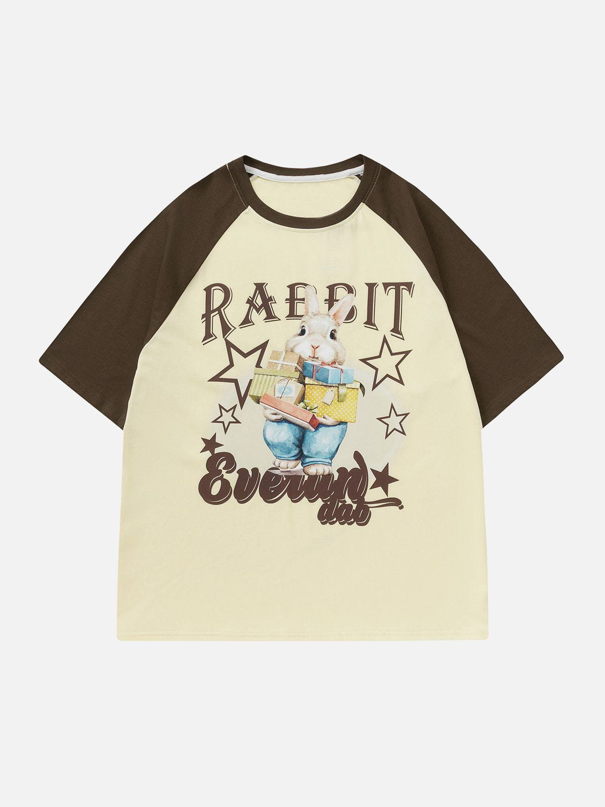 Youthful Star Patchwork Tee with Rabbit Element - Urban Chic