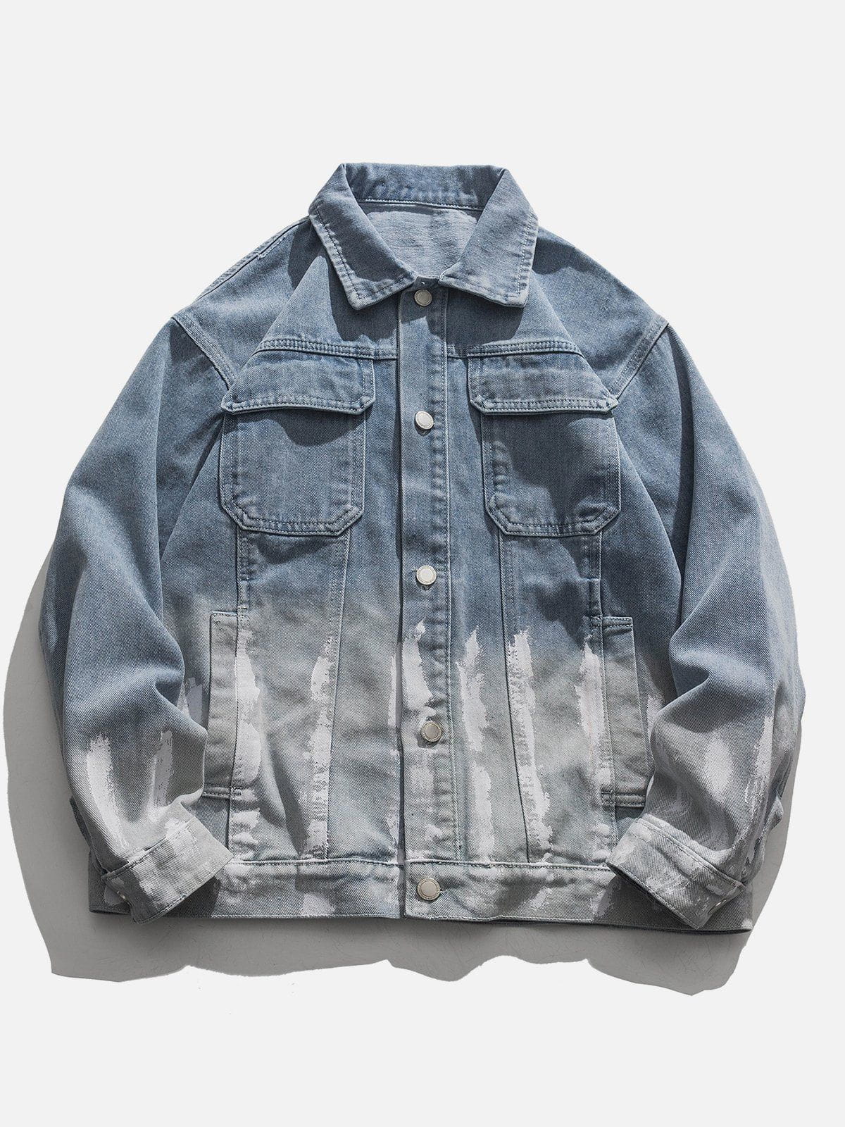 Youthful Striped Ombré Denim Jacket Washed Urban Appeal