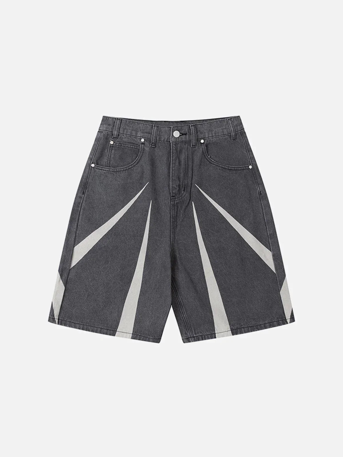 Youthful Tapered Patchwork Denim Shorts - Street Chic