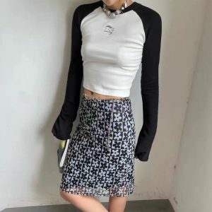 Acubi White Long Sleeve Crop Top - Y2K Fashion Essential for Spring & Summer Outfits