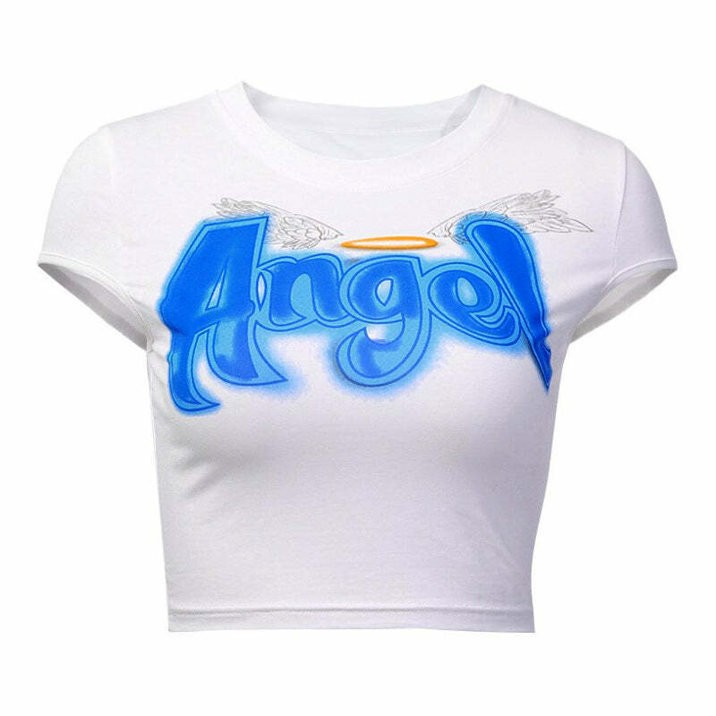 Angel Cropped Tee - Y2K Fashion Outfit Ideas for Spring & Summer, Comfy & Chic