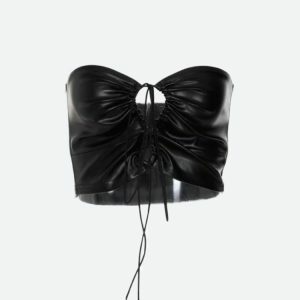 Baddie Faux Leather Lace Up Crop Top - Y2K Fashion for Summer Outfits & Concert Looks