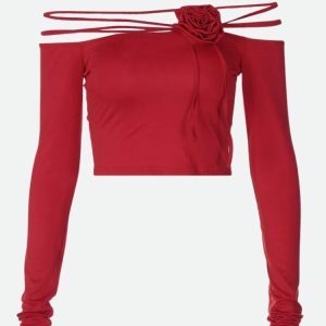 Baddie Rose Asymmetric Off Shoulder Top - Y2K Fashion for Spring & Summer Outfits