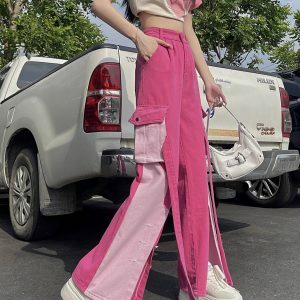 Barbie Patchwork Cargo Pants - Y2K Fashion for Casual Outfits & Summer Vibes