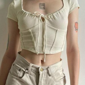 Coquette Cropped Corset Top - Y2K Fashion for Summer Outfits & Casual Vibes