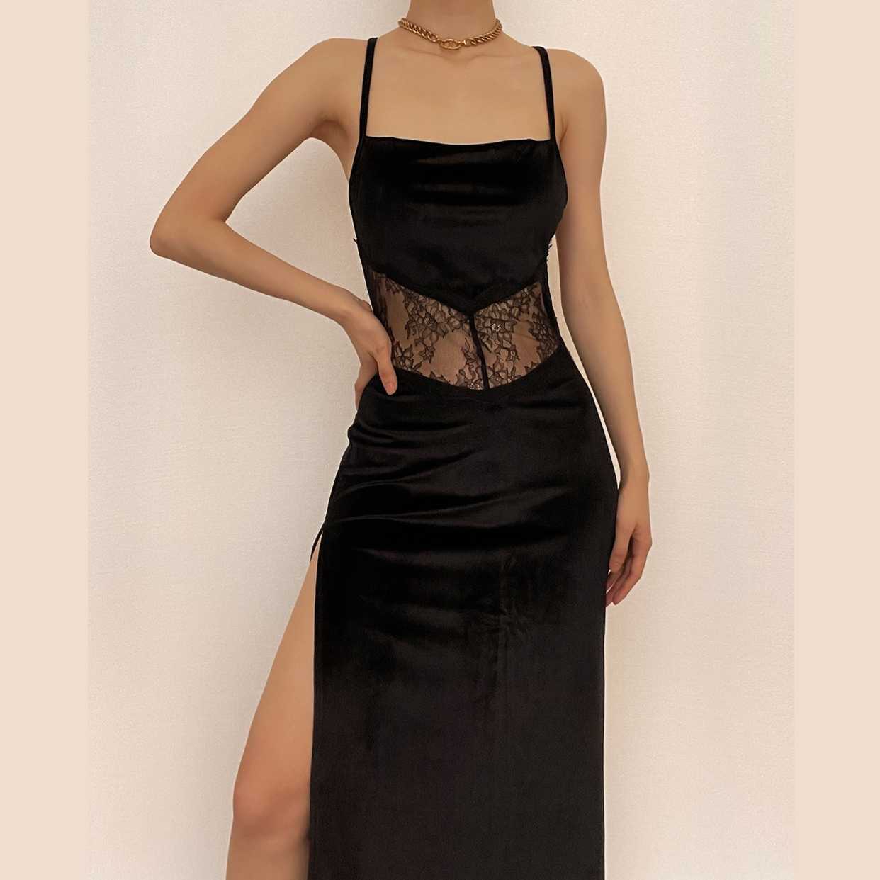 Cowl Neck Backless Velvet Midi Dress - Y2K Fashion for Summer & Spring Outfits