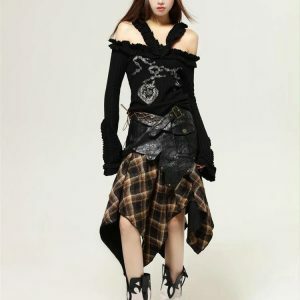 Fairy Grunge Cut Out Shoulder Top - Y2K Fashion for Concerts, Raves, and Casual Outfits