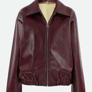 Faux Leather Burgundy Jacket - Y2K Fashion Essential for Spring Outfits & Casual Looks