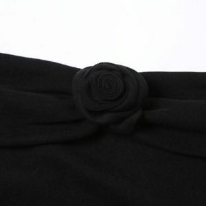 Flower Applique Off Shoulder Mini Dress - Y2K Fashion with Flared Sleeves & Slit
