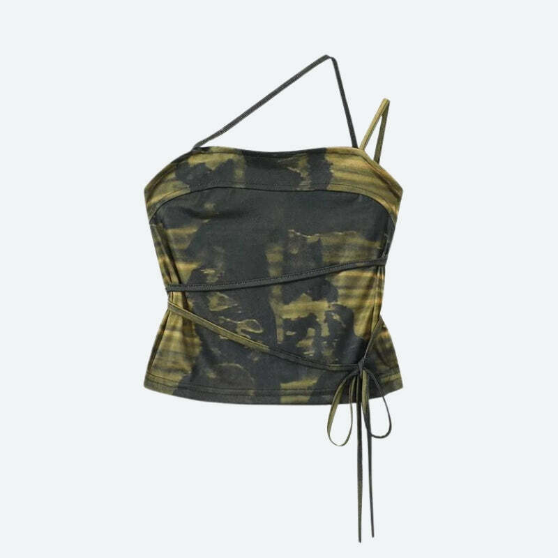 Grunge Snake Lace Up Top - Y2K Fashion for Concerts, Raves, and Casual Outfits