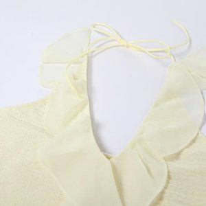 Halter Backless V Neck Ruffle Mini Dress - Y2K Fashion for Summer & Spring Outfits
