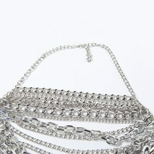 Halter Layered Metal Chain Backless Top - Y2K Fashion for Summer & Spring Outfits