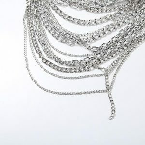 Halter Layered Metal Chain Backless Top - Y2K Fashion for Summer & Spring Outfits