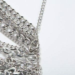 Halter Layered Metal Chain Backless Top - Y2K Fashion for Summer & Spring Outfits