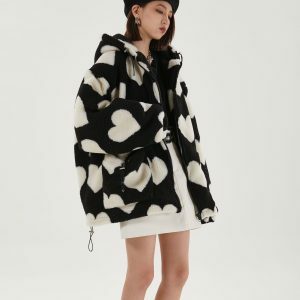 Heart Pattern Hooded Jacket - Y2K Fashion Spring Outfit for Casual & Concert Vibes